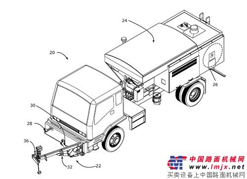   圖2   瀝青路麵噴補車的頂視圖