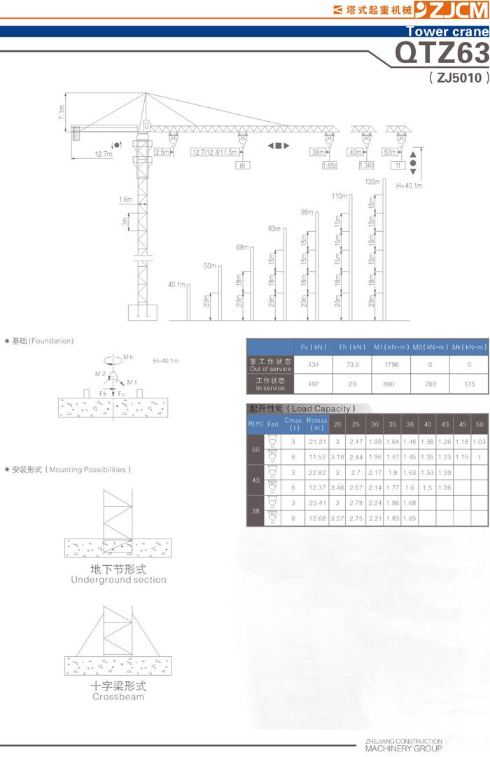 浙江建機QTZ63(ZJ5010)塔式起重機高清圖 - 外觀